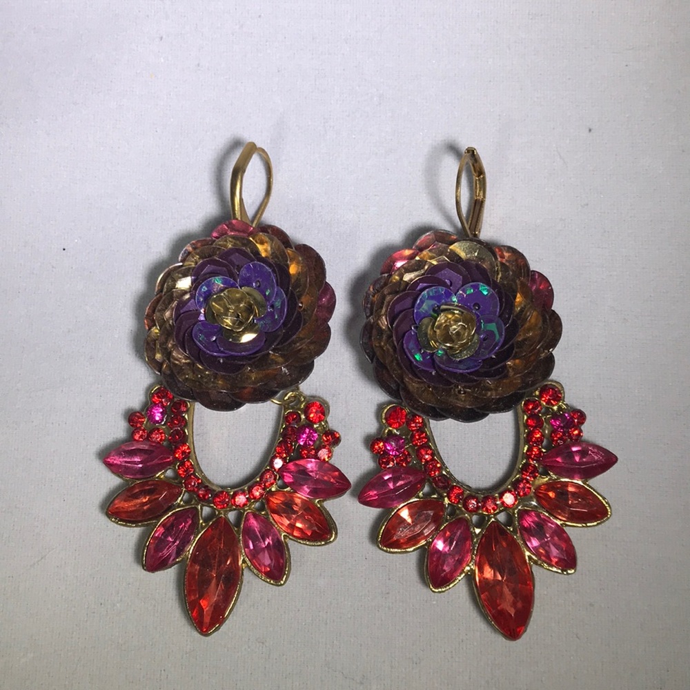 Reclaimed Vintage Crystal and Sequin Earrings